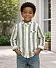 Mi Arcus Woven Full Sleeves Striped Shirt - Green