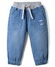 Babyhug Denim Full Length Jogger Style Washed Jeans With Stretch & Embroidery - Blue
