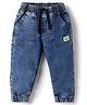 Babyhug Denim Full Length Washed Jeans with Stretch - Blue