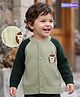 Babyoye Knit Full Raglan Sleeves Front Open Sweater with Porcupine Design - Green