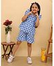 BownBee Pure Cotton Woven Frill Sleeves Cow Printed Coordinating Top & Shorts With Headband Set - Blue