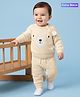 Babyoye 100% Cotton Knit Full Raglan Sleeves Bear Designed Baby Sweater Sets - Off White