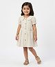 Rassha Cotton Woven Half Sleeve Solid Colour Frock with Peter Pan Collar - Offwhite