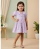 Rassha Cotton Woven Half Sleeve Solid Colour Frock with Peter Pan Collar - Purple