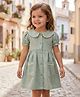 Rassha Cotton Woven Half Sleeve Solid Colour Frock with Peter Pan Collar - Light Green