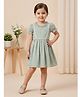 Rassha Cotton Woven Half Sleeve Solid Colour Frock with Ruffle Neck -Light Green