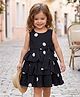Rassha Cotton Woven Sleeveless Layered Frock with Polka Dot Print & Bow Applique - Black