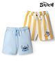 Bonfino Disney Single Jersey Knit Knee Length Shorts With Stitch Graphic Pack of 2 - Yellow & Light Blue