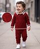 Babyoye Cotton Knitted Full Sleeves Cable Knit Designed Polo Collar  Sweater Set - Maroon