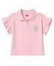 Babyhug 100% Cotton Knit Flutter Sleeves Polo T-Shirt With Hearts Stone Detailing - Pink