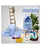 Fareto New Born Baby Organic Muslin Cotton Combo Set 28 In 1 Baby Bedding & Clothing Combo Set For Muslin - Blue