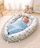 Fareto Reversible Oval Nest Baby Lounger Bed with Head Pillow Soft Cotton Newborn Sleeping Nest - Blue