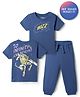 Bonfino Disney Single Jersey Knit Half Sleeves Front & Back Toy Story Print & Pyjama Night Suit - Navy Blue