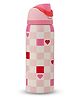 SCHOOLISH Red heart print Insulated Stainless Steel 710ml Water Bottle With Straw For Travel And School- PACK OF 1 - COLOR MAY VARY