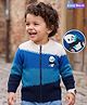 Babyoye 100% Cotton Knit Full Sleeves Front Open Sweater with Panda Design - Blue