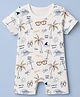 Doodle Poodle 100% Cotton Knit Half Sleeves Beach Theme Printed Romper - White