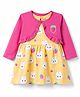 Doodle Poodle Cotton Knit Bunny Printed Frock with Jacket Full Sleeves - Fuchsia