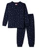 Babyhug Knit Full Sleeves Star Printed Thermal Inner Wear Set- Navy