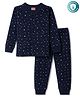 Babyhug Knit Full Sleeves Star Printed Thermal Inner Wear Set- Navy