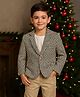 Rare Juniors Cotton Woven Full Sleeves Abstract Embroidered Blazer - Off White & Black