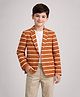 Rare Juniors Cotton Woven Full Sleeves Striped & Polka Dots Designed Blazer - Rust
