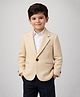 Rare Juniors Embosis Hosiery Woven Full Sleeves Geometric Embroidered Blazer - Beige