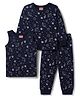 Babyhug Knit Full Sleeves Pullover Space Theme Printed Thermal Inner Wear Set with Vest - Charcoal Grey