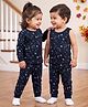Babyhug Knit Full Sleeves Pullover Space Theme Printed Thermal Inner Wear Set with Vest - Charcoal Grey
