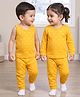 Babyhug Knit Full Sleeves Pullover Star Printed Thermal Inner Wear Set with Vest - Yellow