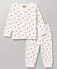 Babyhug Knit Full Sleeves Berry Printed Co-Ords Thermal Inner Wear Set -Off White