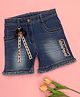 Cutecumber Denim Woven Paris Text Patch Detailed Mild Washed Shorts - Blue