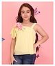 Cutecumber Cambric Knit Sleeveless Striped & Floral Applique Detailed Top - Yellow