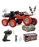 FunBun Off Roader Rechargeable Remote Control Car | RC Monster Truck with LED Headlights, Type-C Charging, Anti-Skid Tyres, 120 Ft Range | 2.4GHz Remote Controller - Red (MT8411)