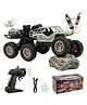 FunBun Off Roader Rechargeable Remote Control Car | RC Monster Truck with LED Headlights, Type-C Charging, Anti-Skid Tyres, 120 Ft Range | 2.4GHz Remote Controller - Silver (MT8411)