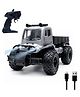 FunBun Off Roader Rechargeable Remote Control Car | RC Monster Truck with LED Headlights, Type-C Charging, Anti-Skid Tyres, 120 Ft Range | 2.4GHz Remote Controller - Silver (MT407)