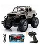 FunBun Off Roader Rechargeable Remote Control Car | RC Monster Truck with LED Headlights, Type-C Charging, Anti-Skid Tyres, 120 Ft Range | 2.4GHz Remote Controller - Silver (MT507)