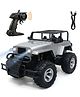 FunBun Off Roader Rechargeable Remote Control Car | RC Monster Truck with LED Headlights, Type-C Charging, Anti-Skid Tyres, 120 Ft Range | 2.4GHz Remote Controller - Silver (MT607)