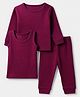 Babyhug Cotton Knit Full Sleeves Pullover, Vests & Pant Thermal Set - Wine