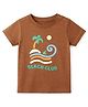 nuberry Cotton Woven Half Sleeves Beach Club Text Printed Tee - Brown