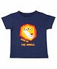 nuberry Cotton Woven Half Sleeves King Of The Jungle Text & Lion Printed Tee - Navy Blue