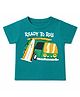 nuberry Cotton Woven Half Sleeves Ready To Roll Text Printed Tee - Green