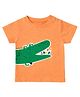 nuberry Cotton Woven Half Sleeves Crocodile Printed Tee - Peach