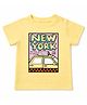 nuberry Cotton Woven Half Sleeves New York Text Printed Tee - Yellow
