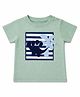 nuberry Cotton Woven Half Sleeves Striped & Dinosaur Printed Tee - Mint Green