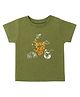 nuberry Cotton Woven Half Sleeves Sunny Side Up Text Printed Tee - Olive Green