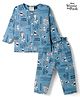Ollypop Disney Single Jersey Knit Full Sleeves Co-Ords T-Shirt & Pant Set With Winnie The Pooh Graphic - Blue