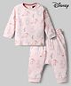 Ollypop Disney Sinker Knit Full Sleeves Co-Ords T-Shirt & Pant Set With Winnie The Pooh Print - Pink