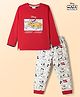 Ollypop Disney Sinker Knit Full Sleeves T-Shirt & Pant Set With Mickey Mouse & Minnie Mouse Graphic - Red