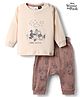 Ollypop Disney Sinker Knit Full Sleeves T-Shirt & Diaper Pant With Winnie The Pooh Print - Pink