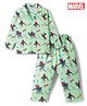 Ollypop Sinker Knit Full Sleeves Co-Ords Spider Man Printed Shirt & Pajama Night Suit - Sea Green